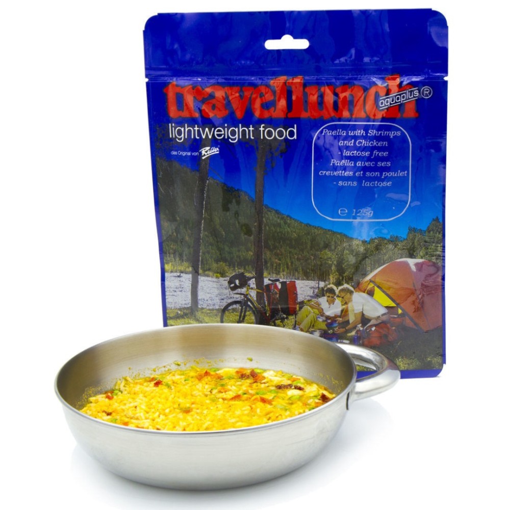 Nr.23 Maistas kelionėms Travellunch paelja su krevetėmis ir vištiena lactose free 125 g.